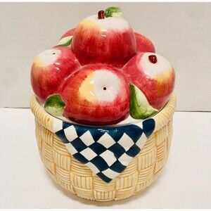 Susan Winget "Apple Basket"  Large Cookie Jar Canister Certified International